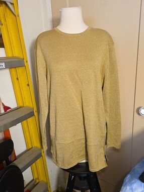 Laura Scott Metallic Gold Crewneck Sweater